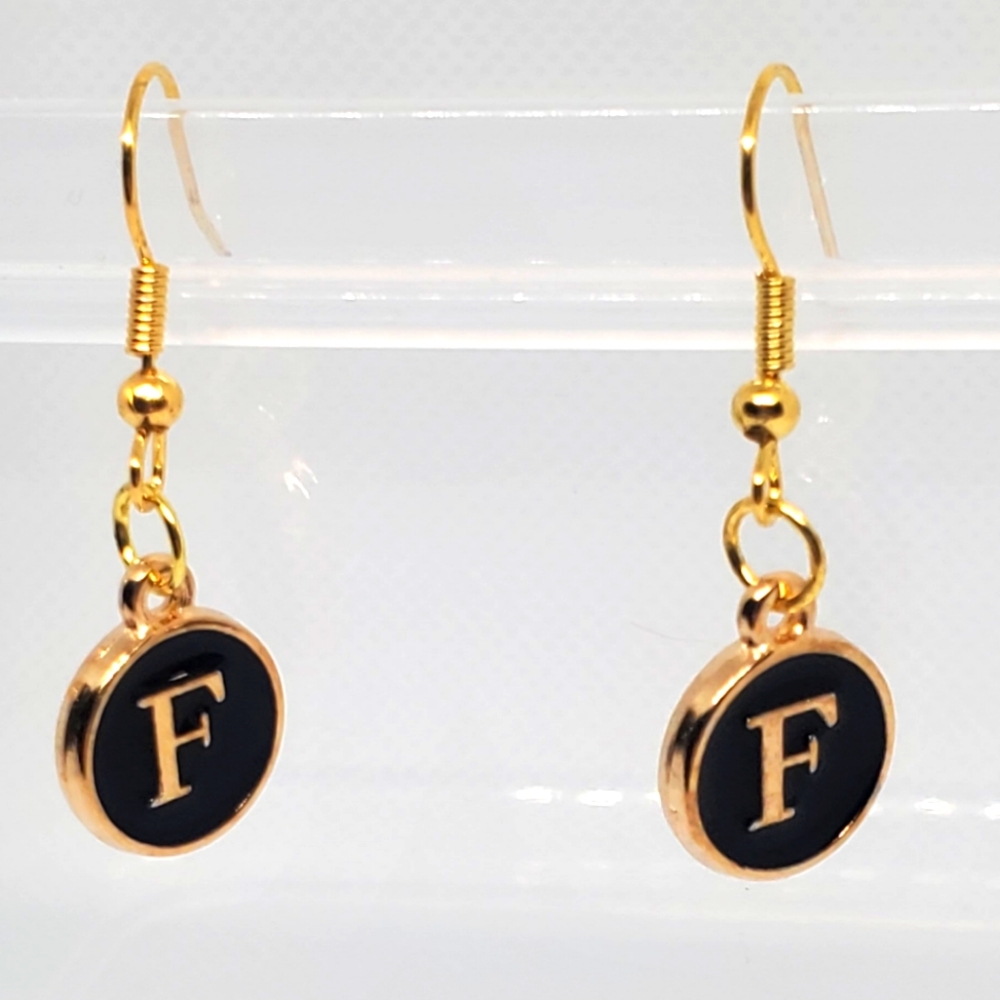 7/$10 F Initial Earrings, New
